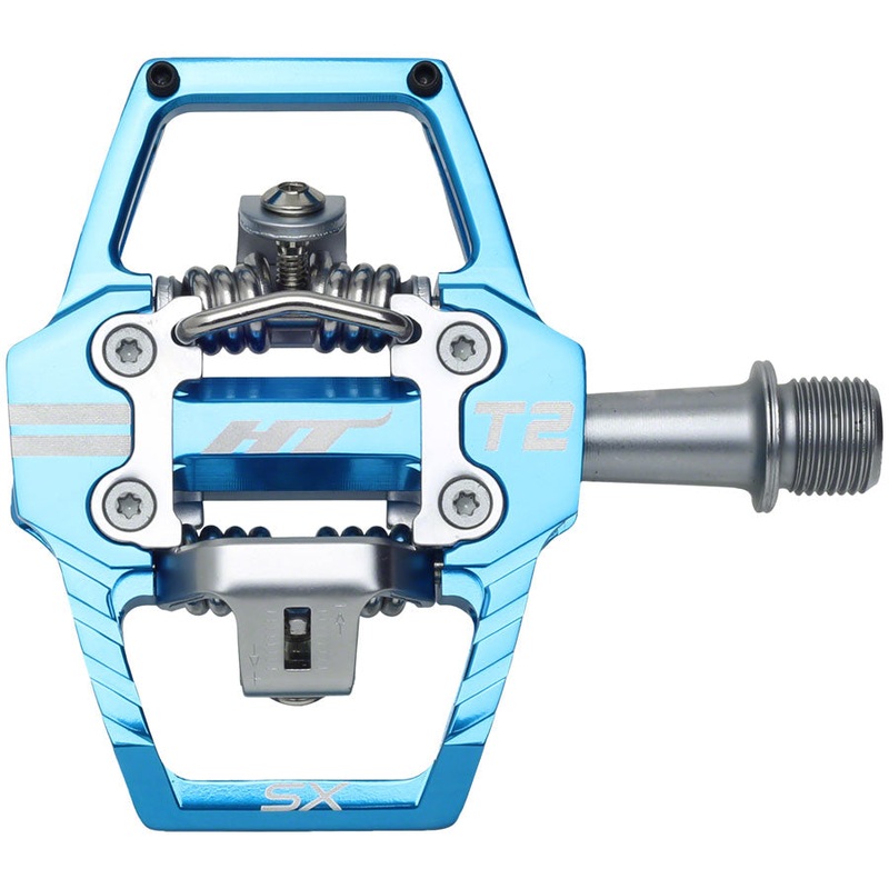 HT Components T2-SX Pedals – Dual Sided Clipless Platform Aluminum 9/16 Marine Blue