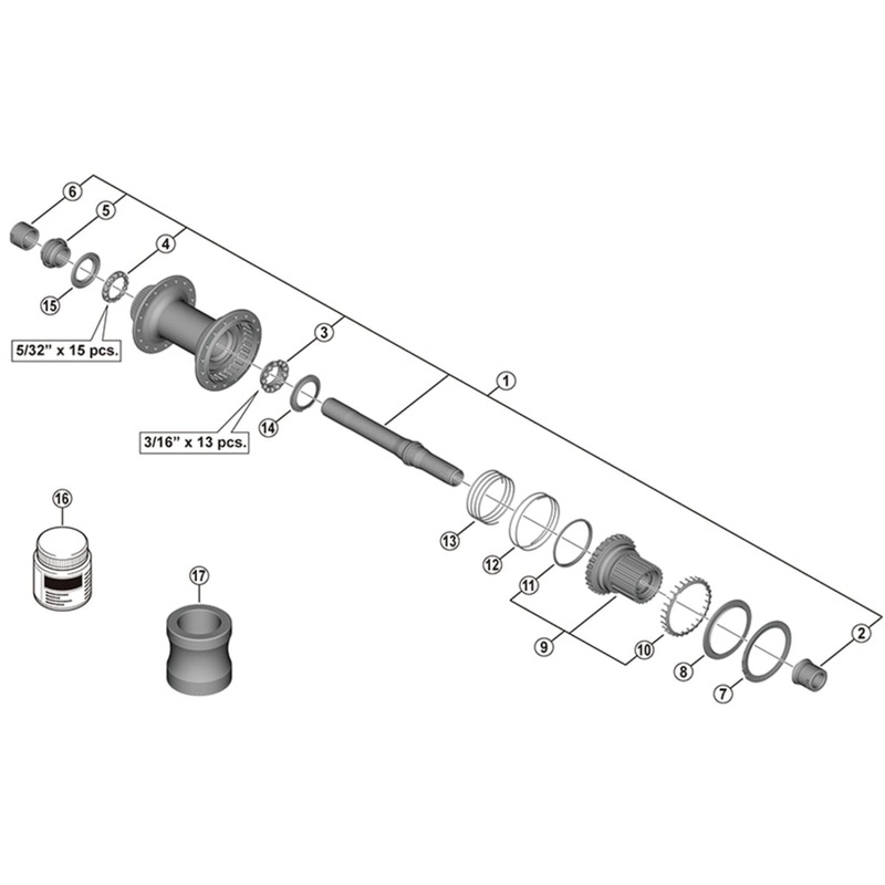 Shimano Spares FH-M7130-B complete hub axle, 157 mm