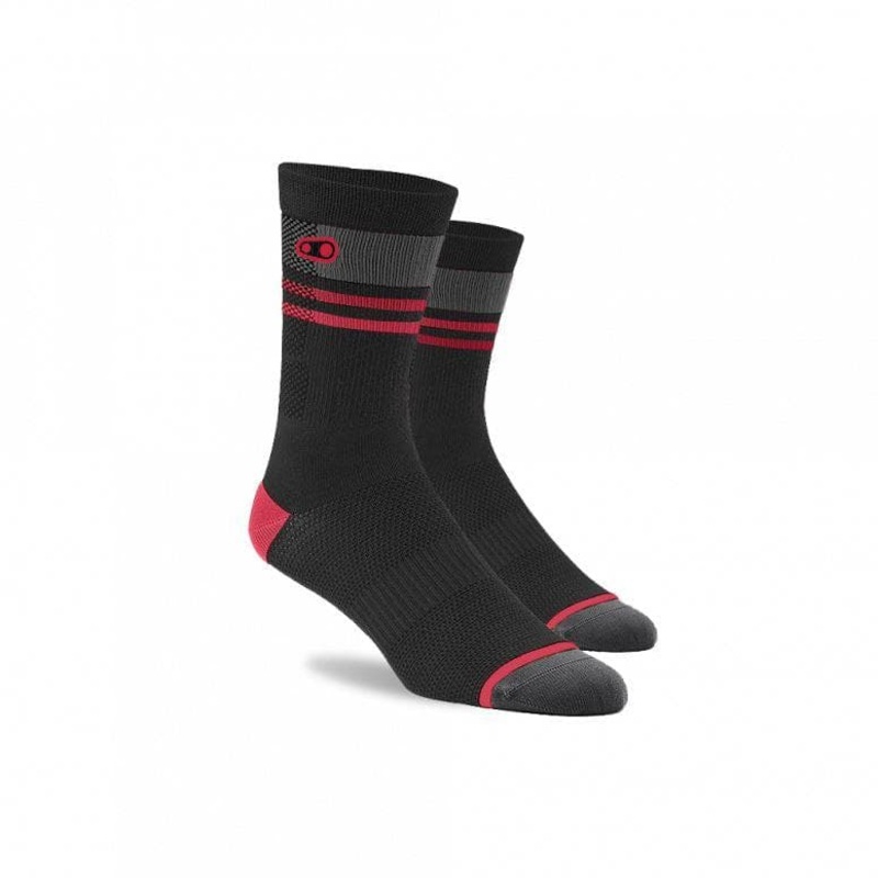 Crankbrothers Icon Socks – Red/Grey – Small/Medium
