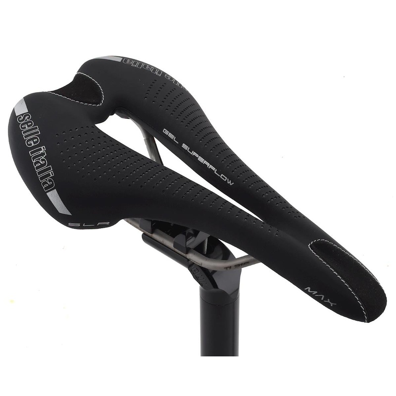 Selle Italia Max SLR Gel Superflow Saddle (Black) (Titanium Rails) (L3) (145mm)