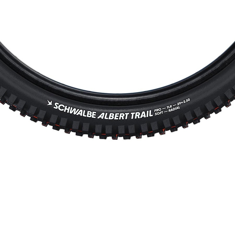Schwalbe Albert Tire – 27.5 x 2.50 Tubeless Folding BLK Evolution Line Trail Pro Addix Soft Radial E-50