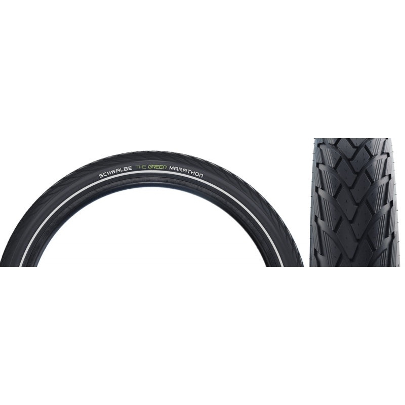 Schwalbe Green Marathon Tire – 700 x 47 Clincher Wire BLK/Reflective Performance Line GreenGuard Addix