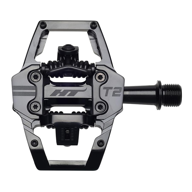 HT Components T2 Pedals – Dual Sided Clipless Platform Aluminum 9/16 Stealth BLK