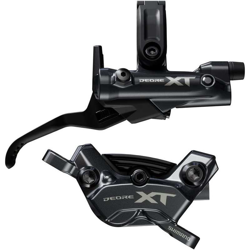 Shimano Deore XT BR-M8220 Disc Brake BL-M8200 Lever – Right/Rear Post Mount 4-Piston Caliper SM-BH90-SBM Hose Fin Metal Pads BLK