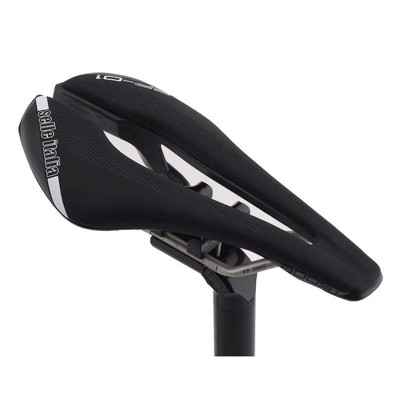 Selle Italia SP-01 Boost Superflow Saddle (Black) (Titanium Rails) (S3) (130mm)