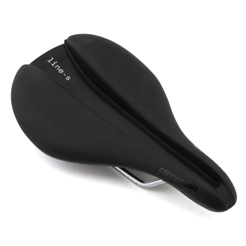 Cannondale Line S Cromo Flat Saddle (Black) (Chromoly Rails) (142mm)