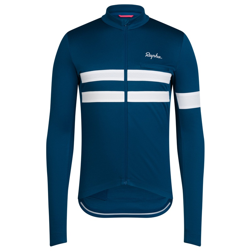Maglia maniche lunghe Rapha Brevet – Blu bianco