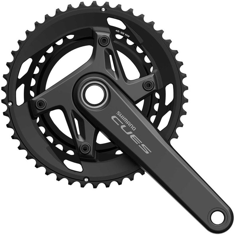 Shimano CUES FC-U6040-2 Crankset – 172.5mm 9/10-Speed 46/32t Asymmetric 110 BCD Hollowtech II Crankarms BLK
