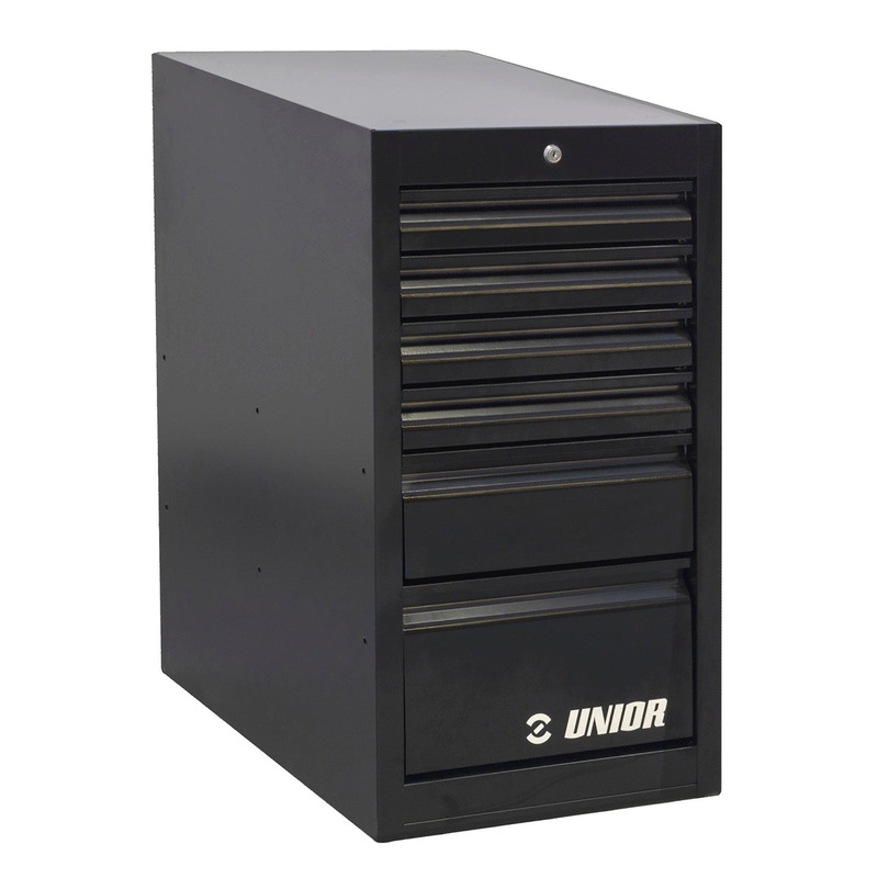 Unior Narrow Drawer Cabinet-6 Drawers: Black 475 X 650 X 870Mm