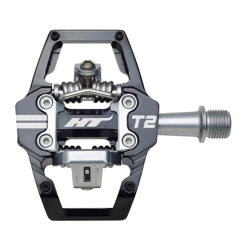 HT Components T2 Pedals – Dual Sided Clipless Platform Aluminum 9/16 BLK