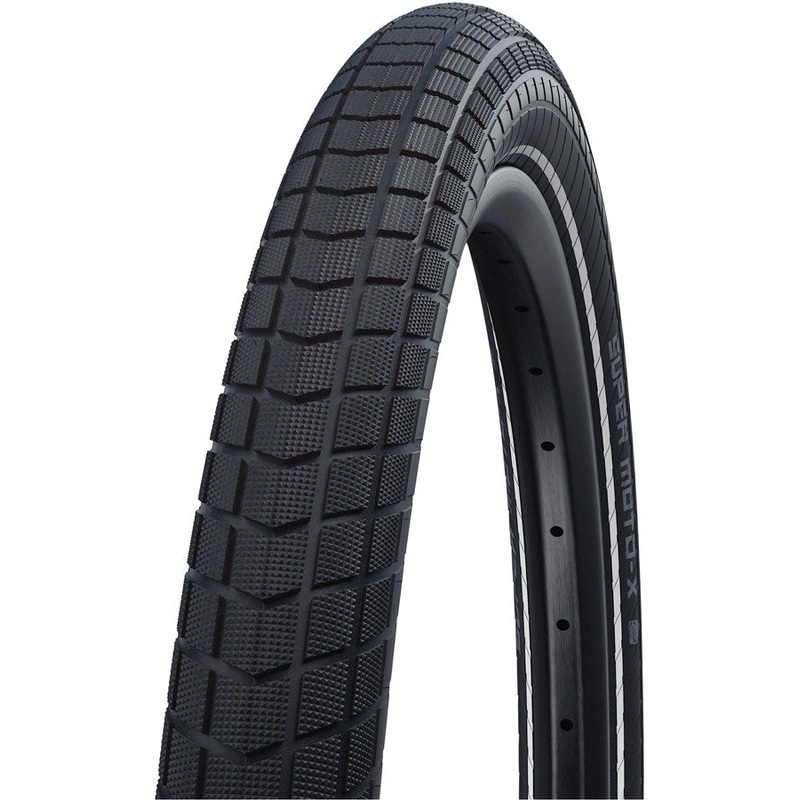 Schwalbe Super Moto-X Tire – 20 x 2.4 Clincher Wire BLK/Reflective Performance Line DoubleDefense GreenGuard