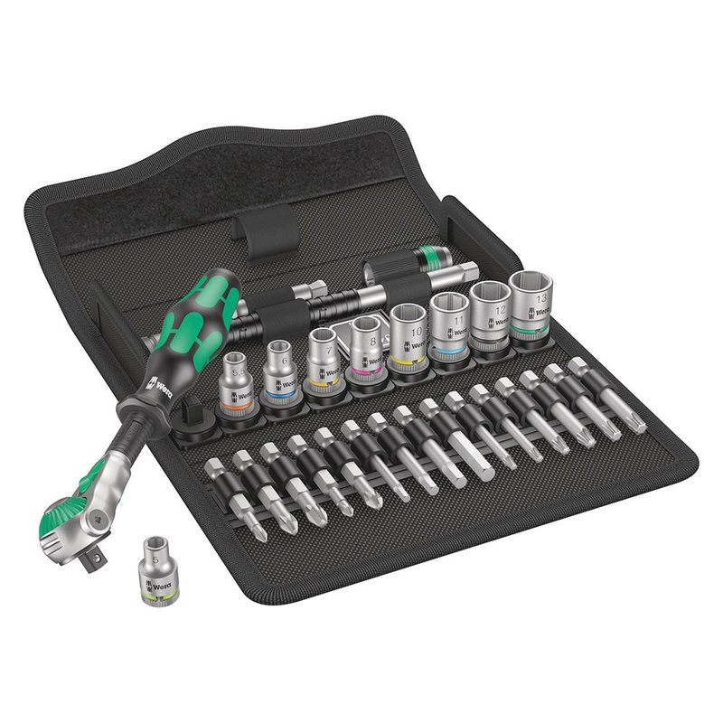 Wera 8100 SA 6 Zyklop Speed 1/4 Drive Ratchet with 28 Piece Set
