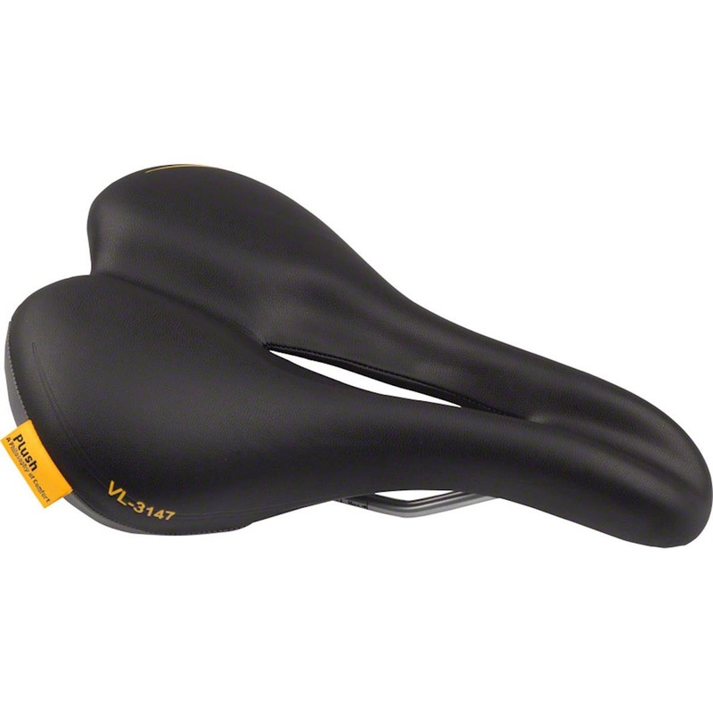 Velo Plush Pump Men’s Saddle (Black) (Steel Rails) (179mm)