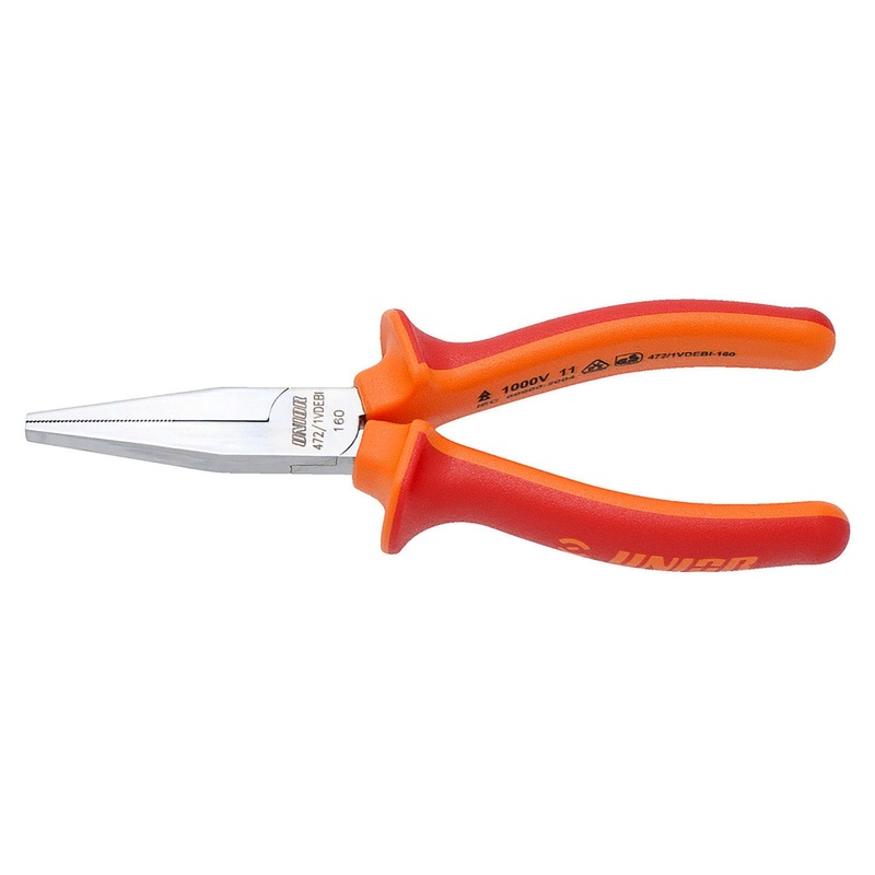 Unior Long Flat Nose Pliers: Red 160Mm