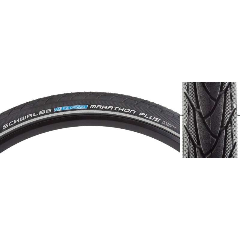 Schwalbe Marathon Plus Tire – 700 x 35 Clincher Wire BLK/Reflective Performance Line