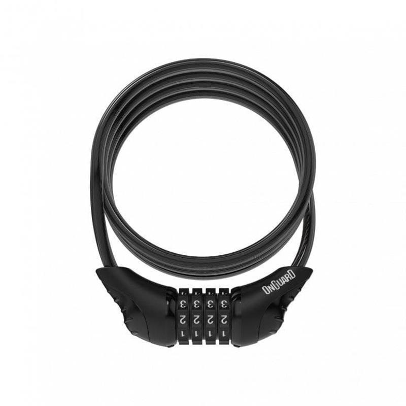 OnGuard Neon Combo Coil Cable Locks – Black – 12mm