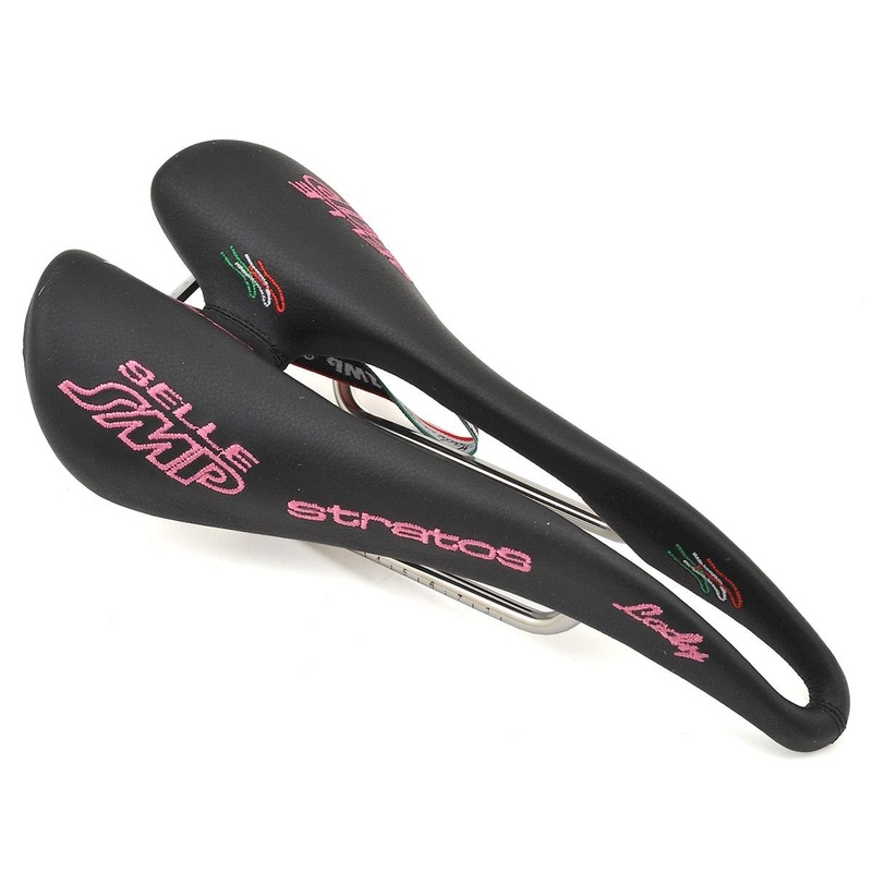 Selle SMP Stratos Lady’s Saddle (Black/Pink) (AISI 304 Rails) (131mm)