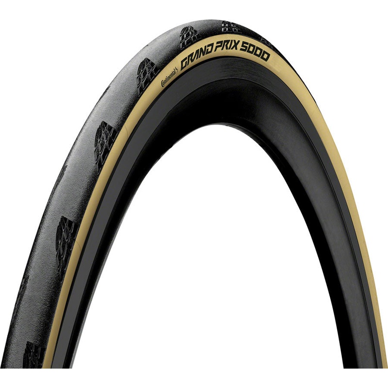 Continental Grand Prix 5000 Tire – 700 x 25 Clincher Folding BLK/Cream BLKChili Vectran Breaker LazerGrip ACT