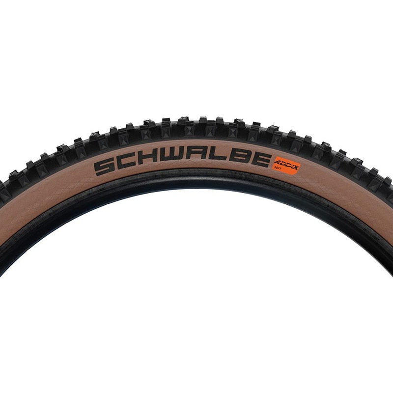Schwalbe Hans Dampf Tire – 29 x 2.35 Tubeless Folding BLK/Bronze Evolution Line Super Trail Addix Soft