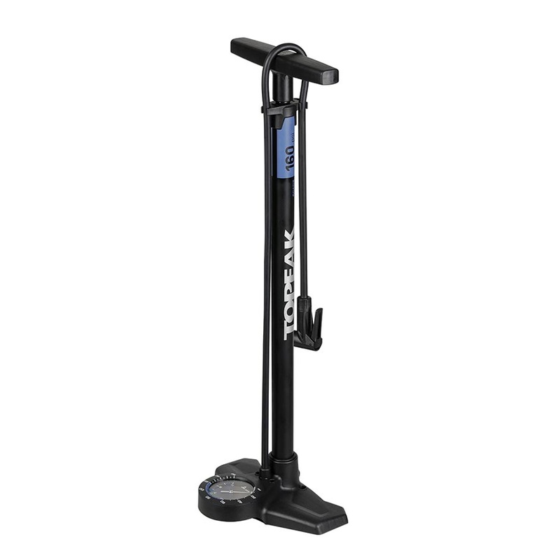 Topeak Joeblow Roadie Ex Floor Pump – Steel Barrel / Plastic Base 3.5 Base Mount Gauge 160 Psi /11 Bar Smarthead BLK/Blue