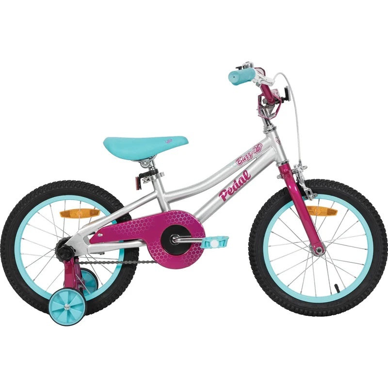 2025 PEDAL BUZZ 16|KIDS 16″ WHEEL (5-7 Years Old)|STEEL PINK BLUE
