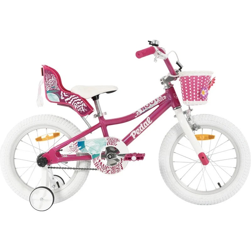 2025 PEDAL HOOT 16|KIDS 16″ WHEEL (5-7 Years Old)|ALLOY PINK WHITE